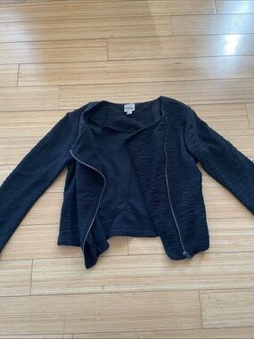 Como Vintage Black Textured Zip-Front Jacket